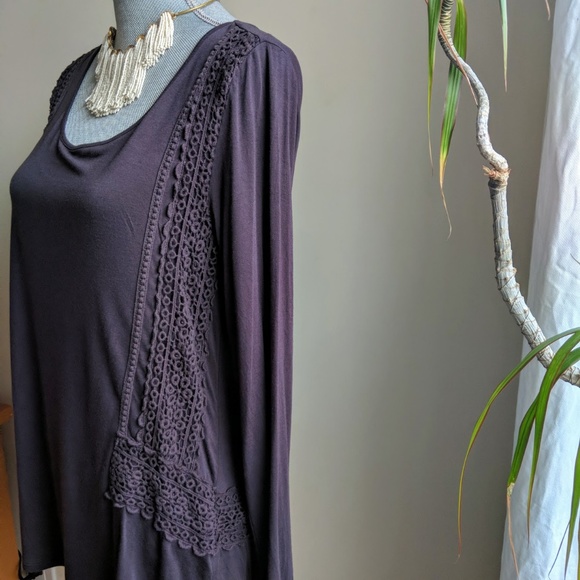 [Cable & Gauge] Eggplant Long Sleeved Crochet Top - Picture 7 of 8